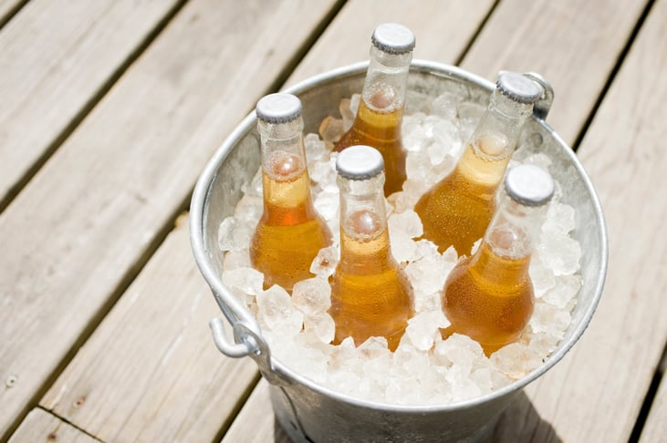 branded beer bucket with cold beer branded beer bucket with cold beer